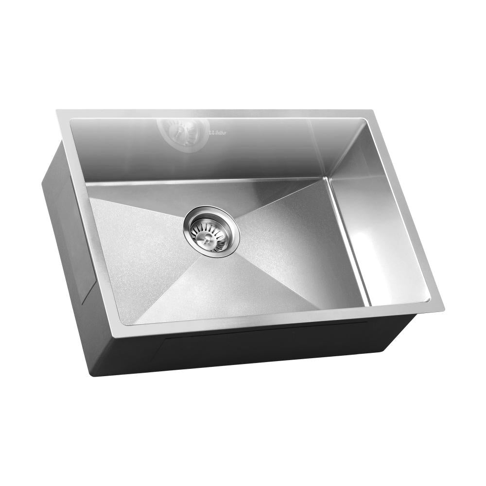 Welba 60X45CM Stainless Steel Sink Single Bowl with Waste Silver-Stainless Steel Sink-PEROZ Accessories