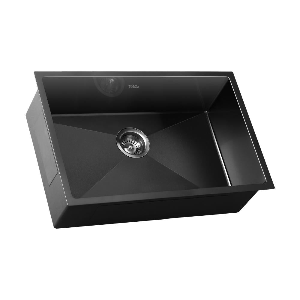 Welba 70X45CM Stainless Steel Sink Single Bowl with Waste Black-Stainless Steel Sink-PEROZ Accessories