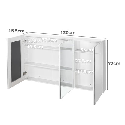 Welba Bathroom Mirror Cabinet Vanity Medicine Wall Shaving Storage 1200mmx720mm-Entertainment Unit-PEROZ Accessories