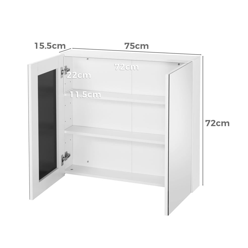 Welba Bathroom Mirror Cabinet Vanity Medicine Shaving Wall Storage 750mmx720mm-Bathroom Cabinet-PEROZ Accessories