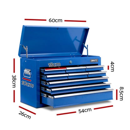 Giantz 9 Drawer Tool Box Cabinet Chest Toolbox Storage Garage Organiser Blue-Tools &gt; Tools Storage &gt; Tool Cabinets-PEROZ Accessories