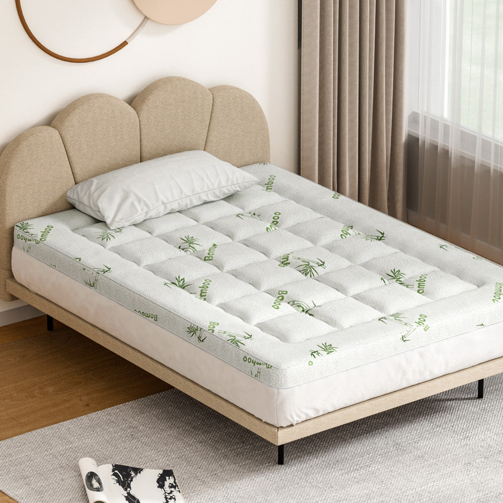 Giselle Bedding Mattress Topper Pillowtop Bamboo 7.5cm Double-Furniture &gt; Mattresses &gt; Mattress Toppers-PEROZ Accessories