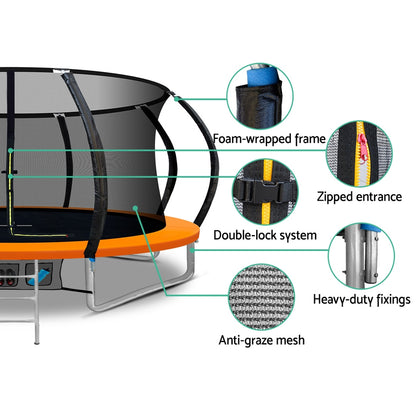 Everfit 14FT Trampoline for Kids w/ Ladder Enclosure Safety Net Rebounder Orange-Sports &amp; Fitness &gt; Trampolines &gt; Trampolines &amp; Accessories-PEROZ Accessories