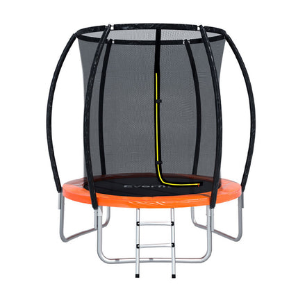 Everfit 6FT Trampoline for Kids w/ Ladder Enclosure Safety Net Rebounder Orange-Sports &amp; Fitness &gt; Trampolines &gt; Trampolines &amp; Accessories-PEROZ Accessories