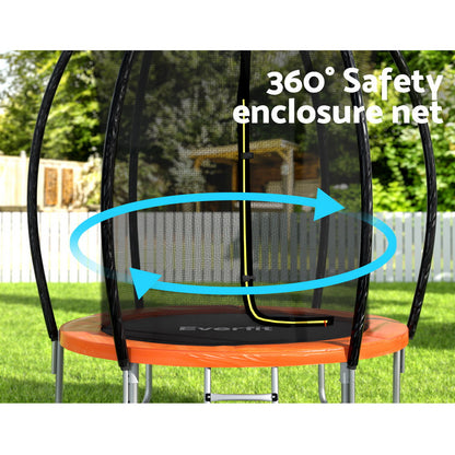 Everfit 6FT Trampoline for Kids w/ Ladder Enclosure Safety Net Rebounder Orange-Sports &amp; Fitness &gt; Trampolines &gt; Trampolines &amp; Accessories-PEROZ Accessories