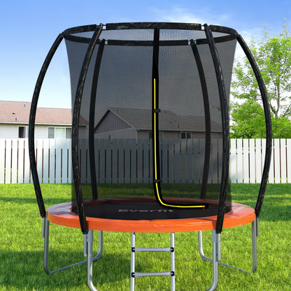 Everfit 6FT Trampoline for Kids w/ Ladder Enclosure Safety Net Rebounder Orange-Sports &amp; Fitness &gt; Trampolines &gt; Trampolines &amp; Accessories-PEROZ Accessories