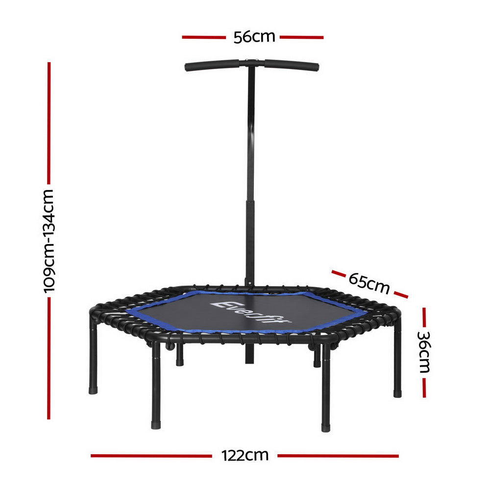 Everfit 48inch Hexagon Fitness Trampoline Rebounder Adjustable Handrail Blue-Sports &amp; Fitness &gt; Trampolines &gt; Trampolines &amp; Accessories-PEROZ Accessories