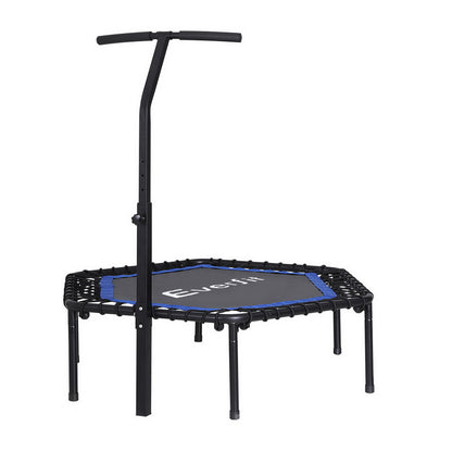 Everfit 48inch Hexagon Fitness Trampoline Rebounder Adjustable Handrail Blue-Sports &amp; Fitness &gt; Trampolines &gt; Trampolines &amp; Accessories-PEROZ Accessories