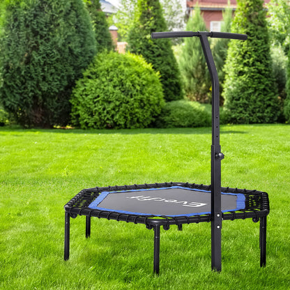 Everfit 48inch Hexagon Fitness Trampoline Rebounder Adjustable Handrail Blue-Sports &amp; Fitness &gt; Trampolines &gt; Trampolines &amp; Accessories-PEROZ Accessories