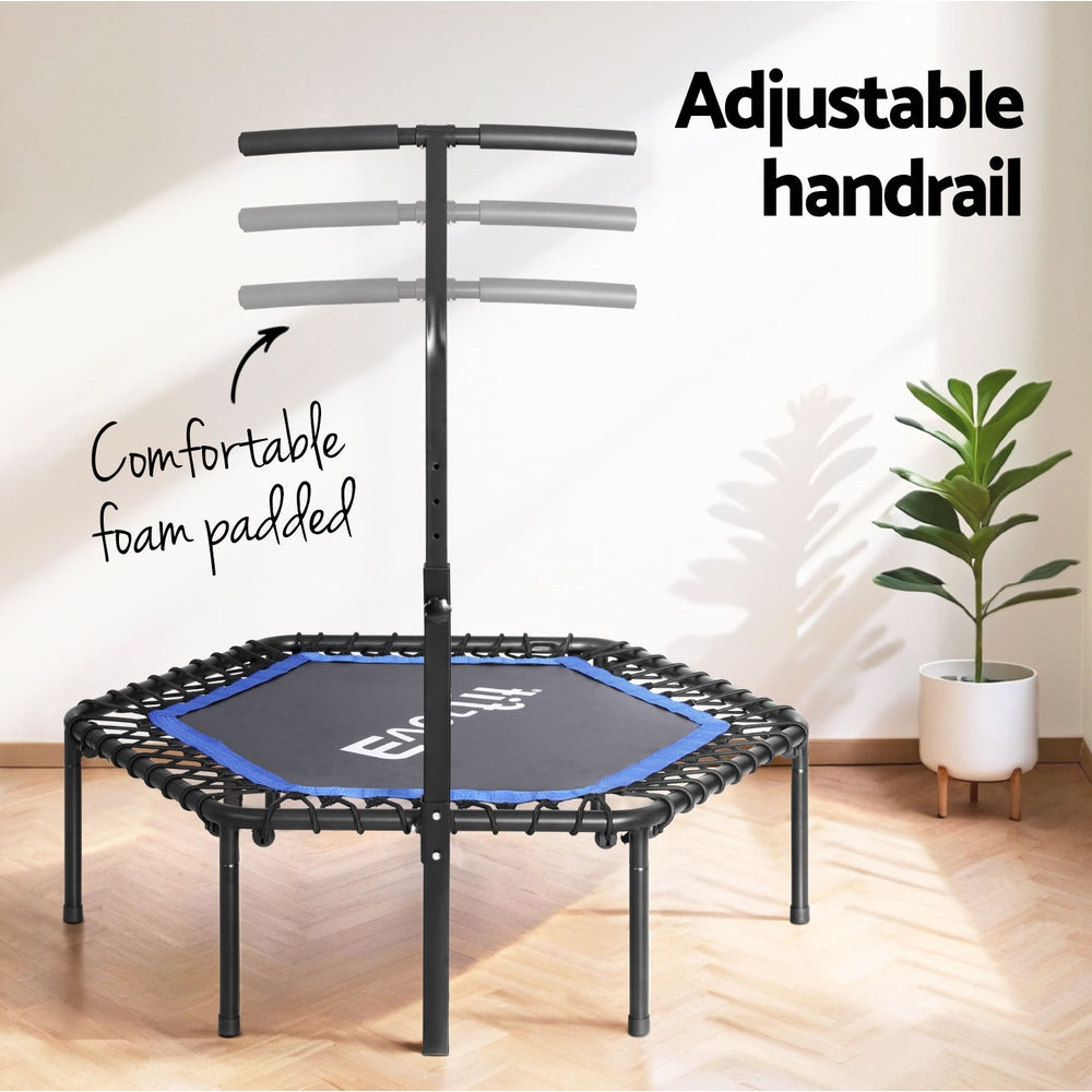 Everfit 48inch Hexagon Fitness Trampoline Rebounder Adjustable Handrail Blue-Sports &amp; Fitness &gt; Trampolines &gt; Trampolines &amp; Accessories-PEROZ Accessories