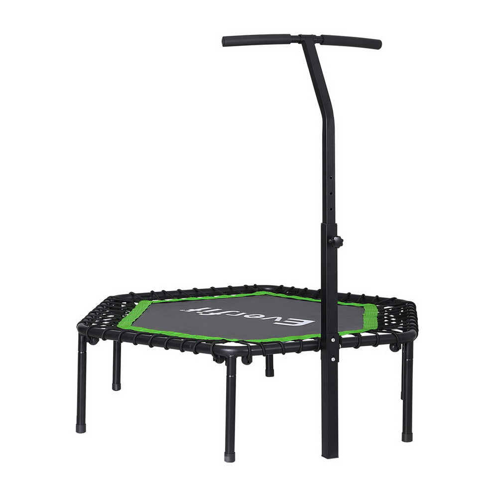 Everfit 48inch Hexagon Fitness Trampoline Rebounder Adjustable Handrail Green-Sports &amp; Fitness &gt; Trampolines &gt; Trampolines &amp; Accessories-PEROZ Accessories