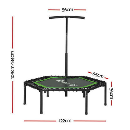 Everfit 48inch Hexagon Fitness Trampoline Rebounder Adjustable Handrail Green-Sports &amp; Fitness &gt; Trampolines &gt; Trampolines &amp; Accessories-PEROZ Accessories