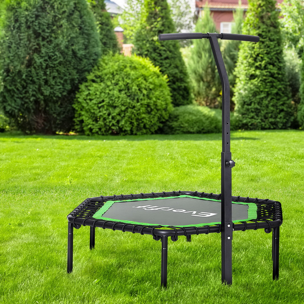 Everfit 48inch Hexagon Fitness Trampoline Rebounder Adjustable Handrail Green-Sports &amp; Fitness &gt; Trampolines &gt; Trampolines &amp; Accessories-PEROZ Accessories