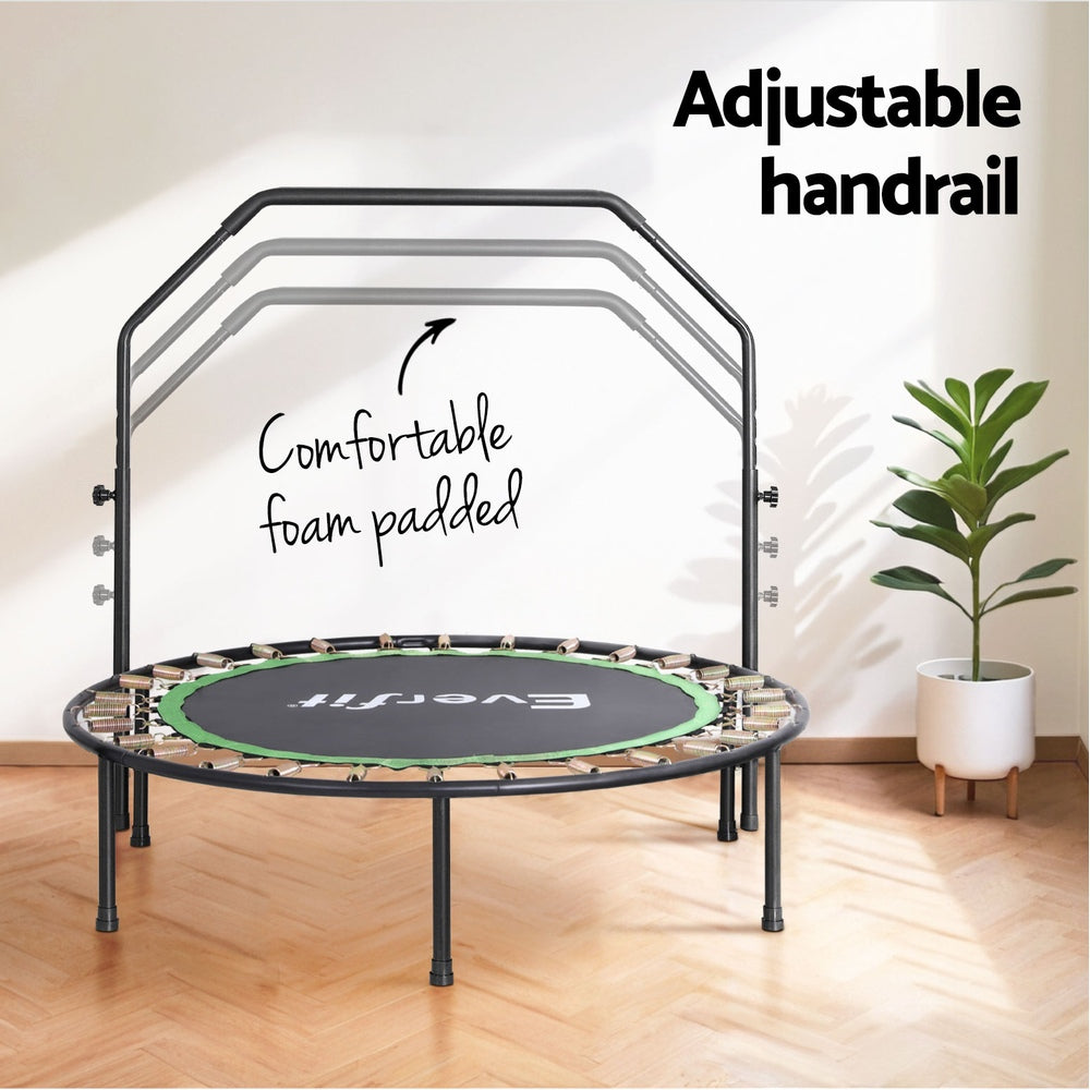 Everfit 48inch Round Fitness Trampoline Rebounder Adjustable Handrail Green-Sports &amp; Fitness &gt; Trampolines &gt; Trampolines &amp; Accessories-PEROZ Accessories