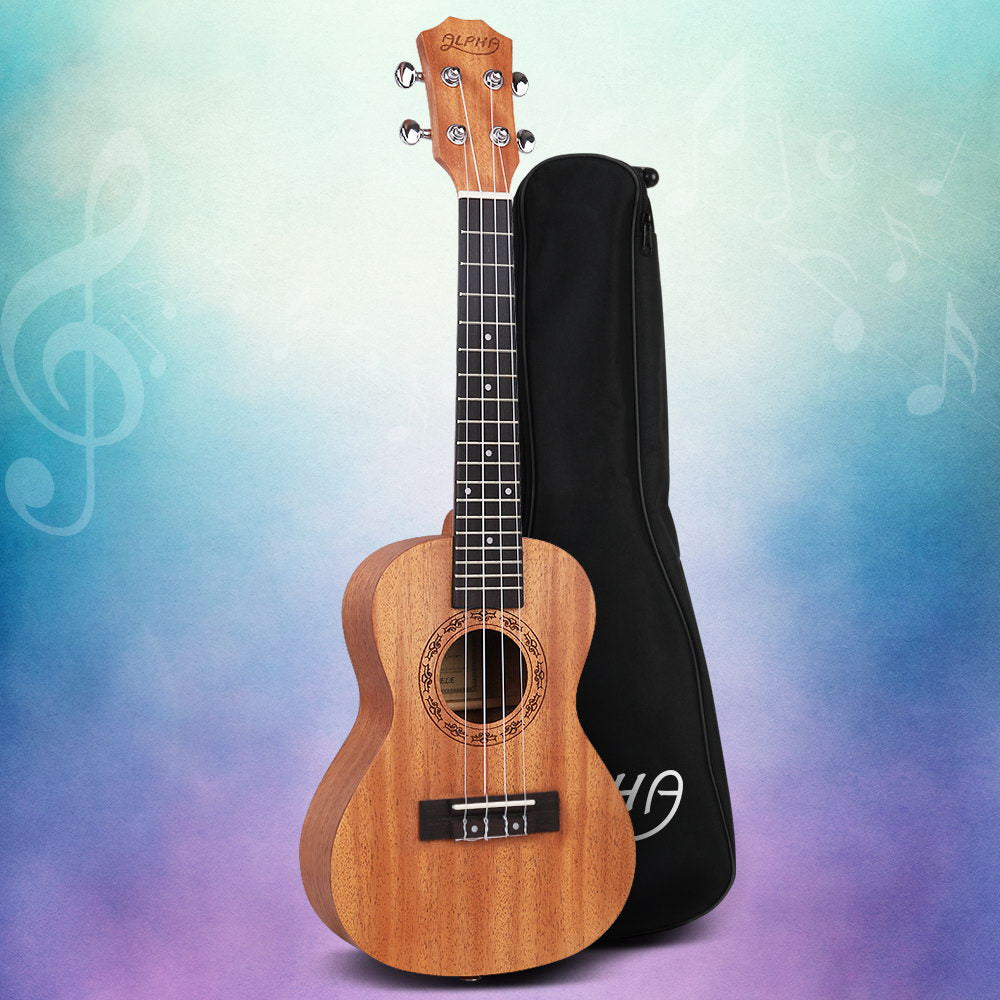 Alpha 23&quot; Ukulele Natural Mahogany Concert Beginner Gift w/ Carry Bag-Audio &amp; Video &gt; Musical Instrument &amp; Accessories-PEROZ Accessories