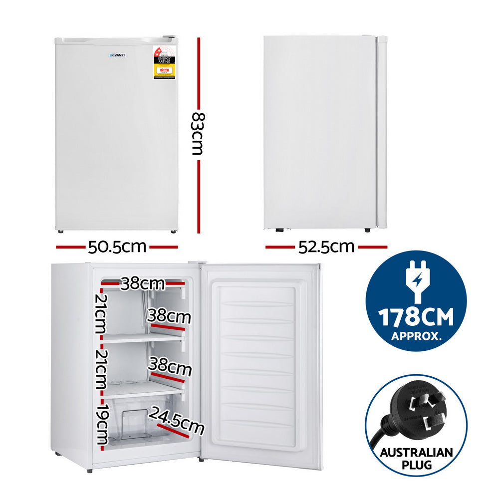 Devanti 81L Upright Freezer Fridge White-Appliances &gt; Fridges &amp; Freezers &gt; Freezers-PEROZ Accessories