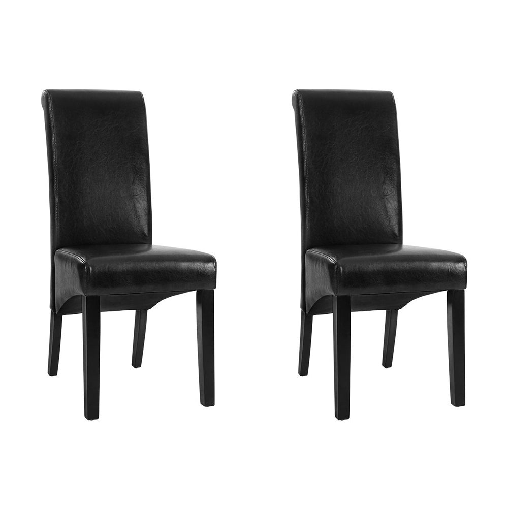 Artiss Dining Chairs Set of 2 Leather Parsons Chair Black-Furniture &gt; Bar Stools &amp; Chairs &gt; Table &amp; Bar Stools-PEROZ Accessories