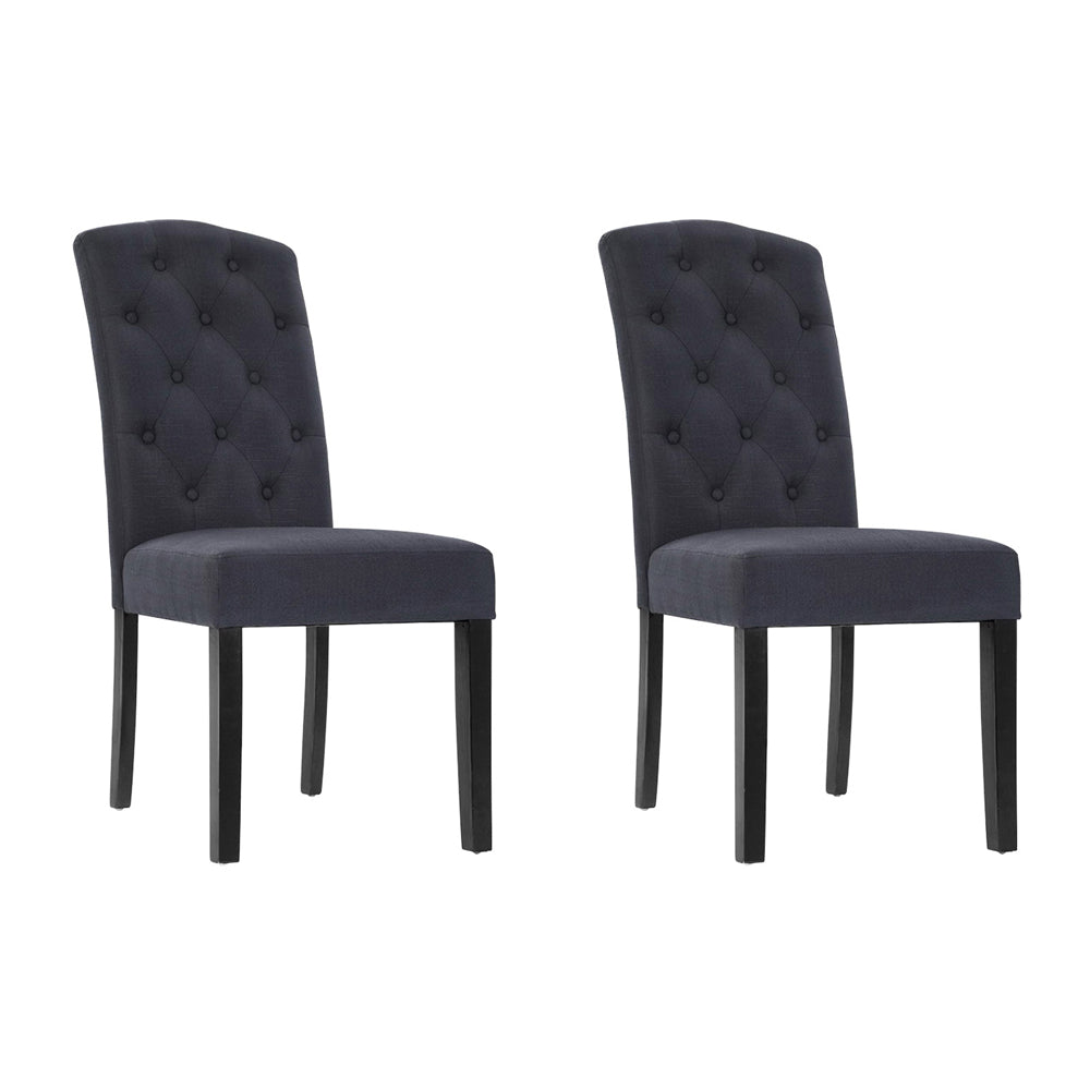 Artiss Dining Chairs Set of 2 Linen Parsons Chair Dark Grey-Dining Chairs-PEROZ Accessories