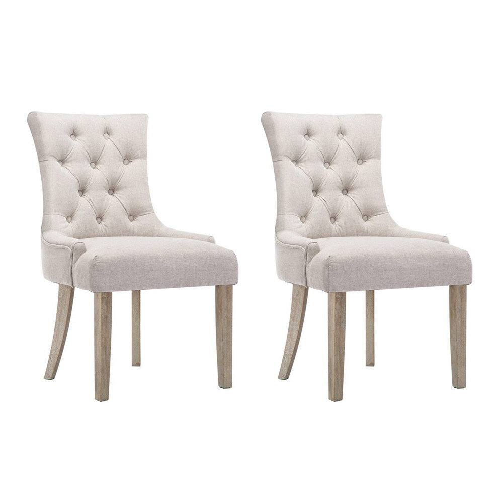 Artiss Dining Chairs Set of 2 Linen French Provincial Beige-Dining Chairs-PEROZ Accessories