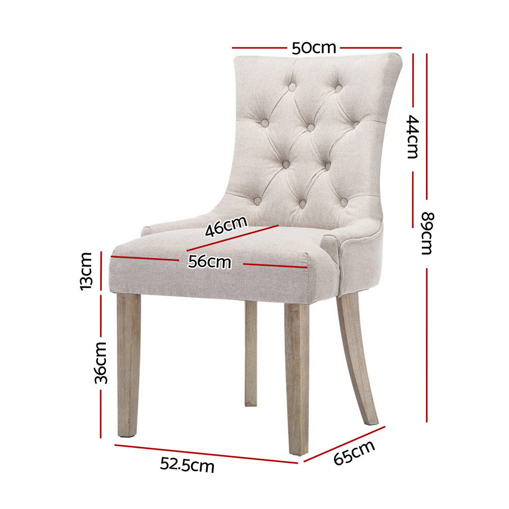 Artiss Dining Chairs Set of 2 Linen French Provincial Beige-Dining Chairs-PEROZ Accessories