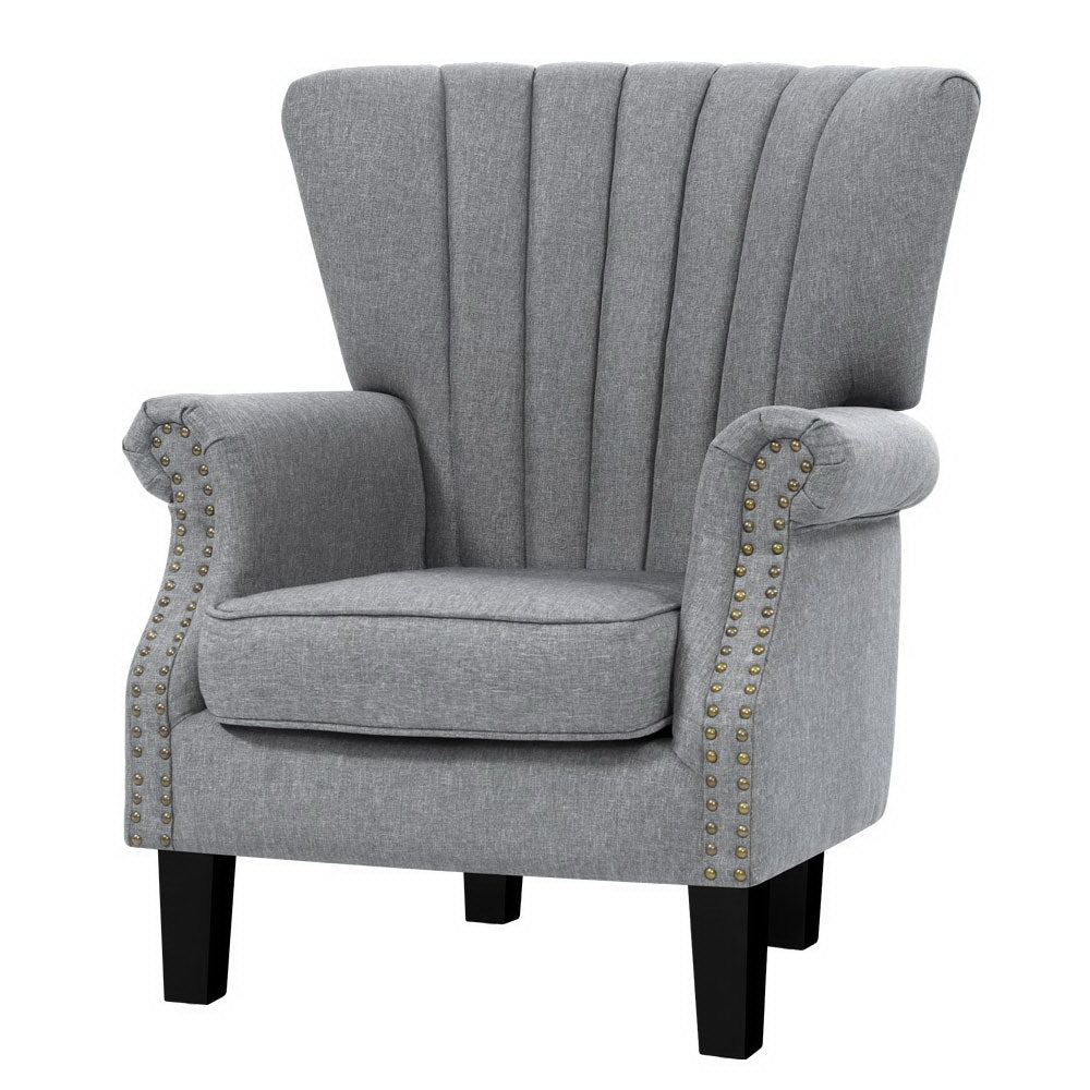 Artiss Armchair Wingback Grey Andrew-Furniture &gt; Dining-PEROZ Accessories