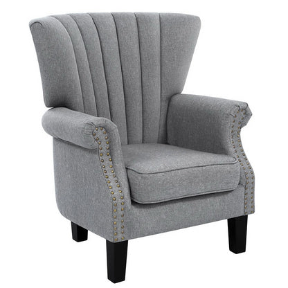 Artiss Armchair Wingback Grey Andrew-Furniture &gt; Dining-PEROZ Accessories