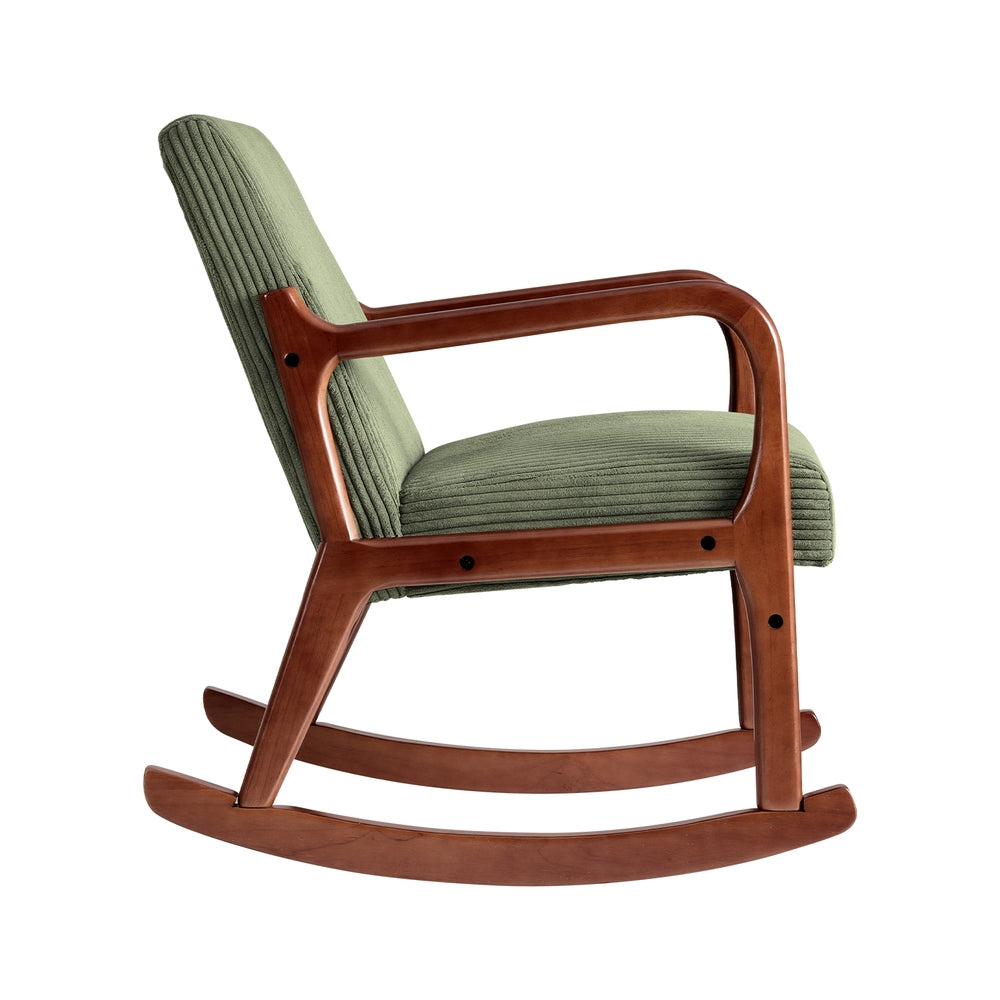 Artiss Rocking Armchair Nursing Chair Corduroy Green-Furniture &gt; Bar Stools &amp; Chairs-PEROZ Accessories