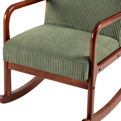 Artiss Rocking Armchair Nursing Chair Corduroy Green-Furniture &gt; Bar Stools &amp; Chairs-PEROZ Accessories