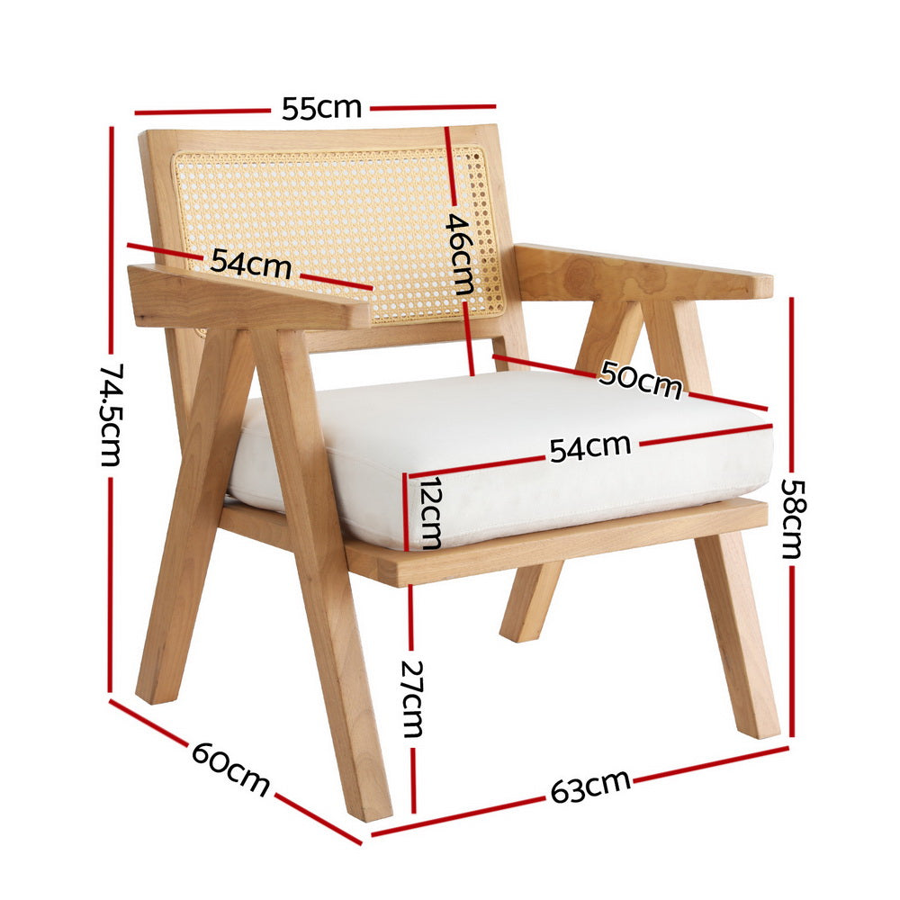 Artiss Armchair Accent Chair Lounge Rattan Velvet Pine-Furniture &gt; Bar Stools &amp; Chairs &gt; Arm Chairs &amp; Recliners-PEROZ Accessories