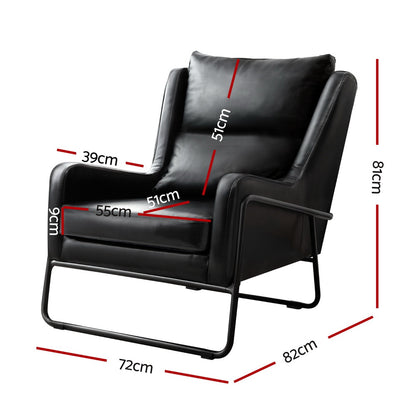 Artiss Armchair Accent Chair PU Leather Wingback Black-Furniture &gt; Bar Stools &amp; Chairs &gt; Arm Chairs &amp; Recliners-PEROZ Accessories