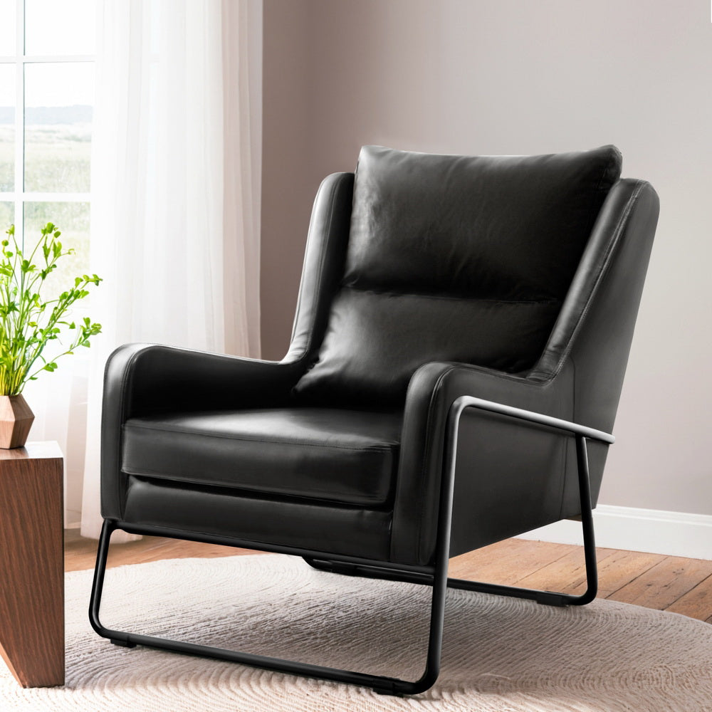 Artiss Armchair Accent Chair PU Leather Wingback Black-Furniture &gt; Bar Stools &amp; Chairs &gt; Arm Chairs &amp; Recliners-PEROZ Accessories