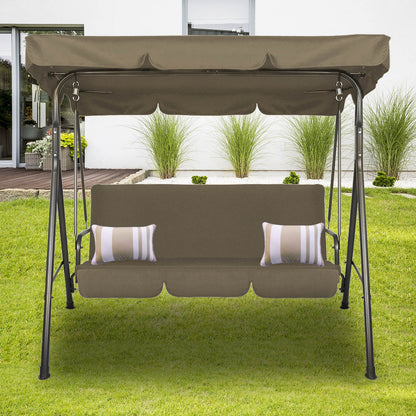 Milano Outdoor Swing Bench Seat Chair Canopy Furniture 3 Seater Garden Hammock - Coffee-Furniture &gt; Outdoor &gt; Outdoor Chairs-PEROZ Accessories