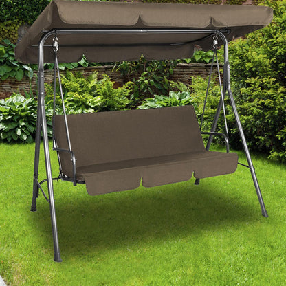 Milano Outdoor Swing Bench Seat Chair Canopy Furniture 3 Seater Garden Hammock - Coffee-Furniture &gt; Outdoor &gt; Outdoor Chairs-PEROZ Accessories