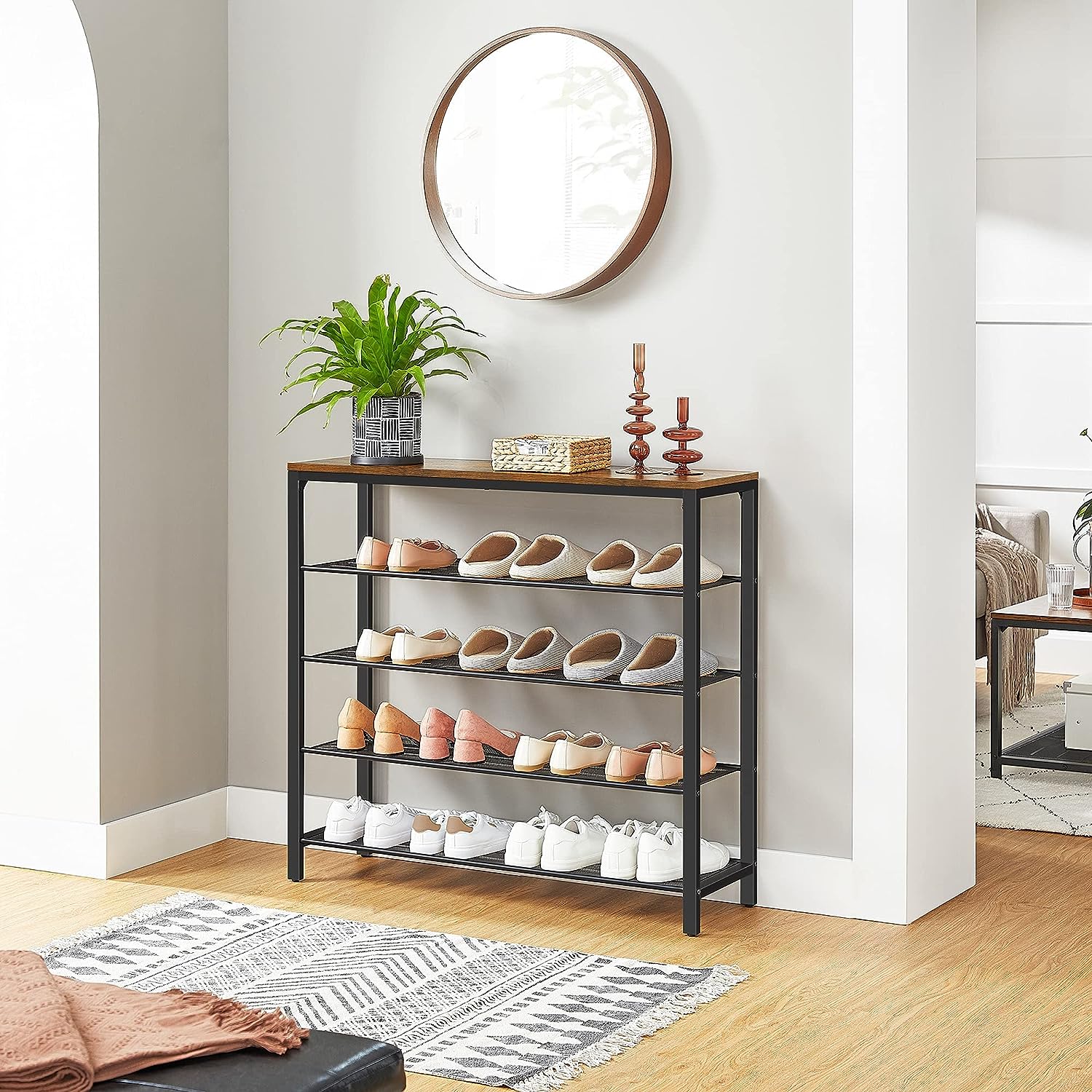 Shoe Rack Storage Organiser 4 Shelves-Furniture &gt; Living Room &gt; Shoe Storage-PEROZ Accessories