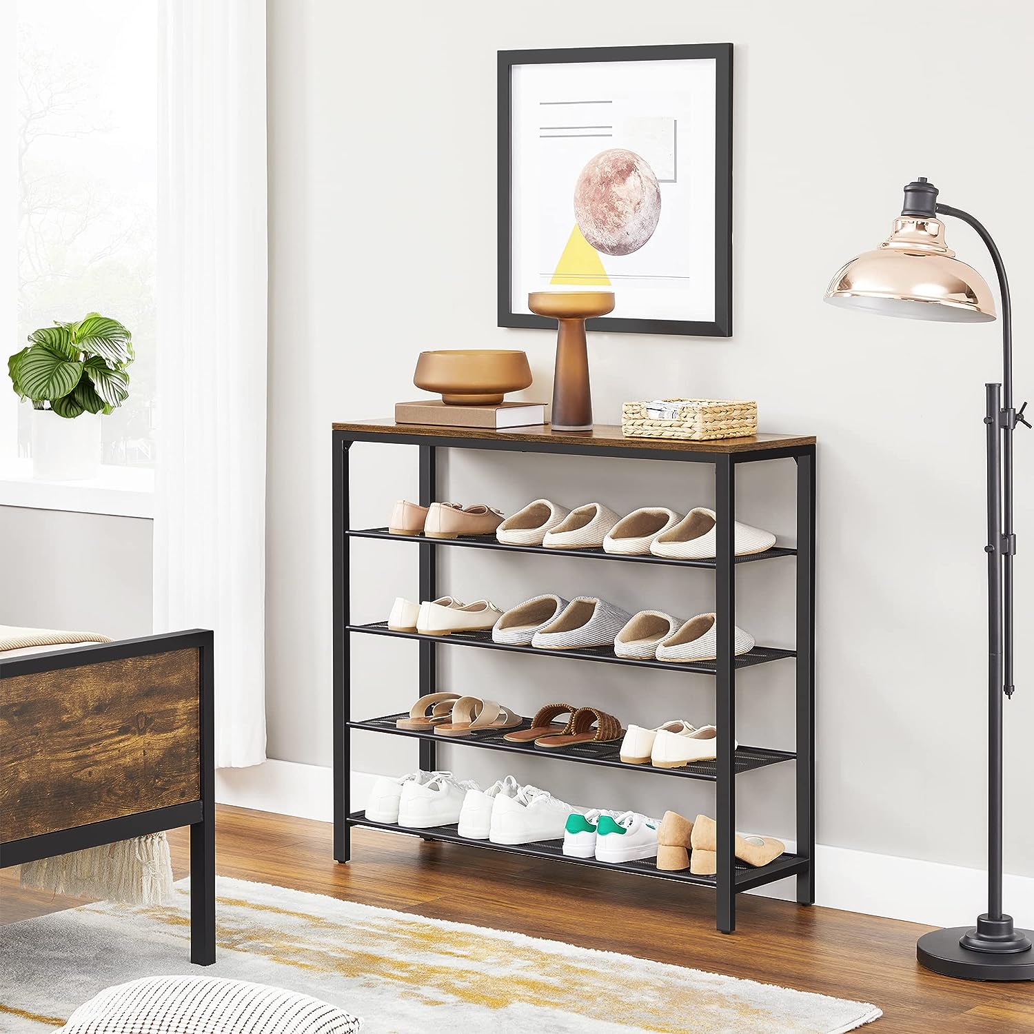 Shoe Rack Storage Organiser 4 Shelves-Furniture &gt; Living Room &gt; Shoe Storage-PEROZ Accessories