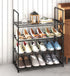 4-Tier Stainless Steel Shoe Rack Storage Organizer to Hold up to 15 Pairs of Shoes (55cm, Black)-Furniture > Living Room > Shoe Storage-PEROZ Accessories