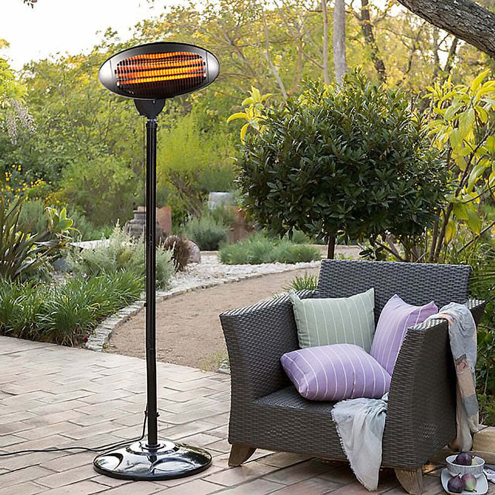 2000W 2.1m Free Standing Adjustable Portable Outdoor Electric Patio Heater Black-Appliances &gt; Heaters-PEROZ Accessories