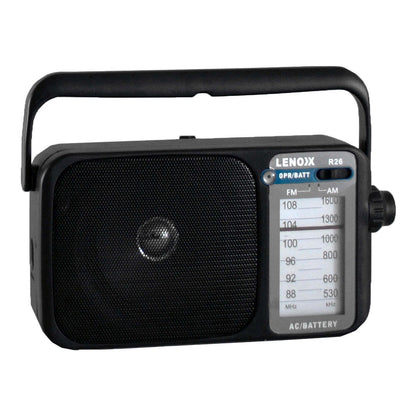 AM/FM Mantle Radio (Black) Battery Operated, w/ Bandwidth 540-1600-Audio &amp; Video &gt; Speakers-PEROZ Accessories