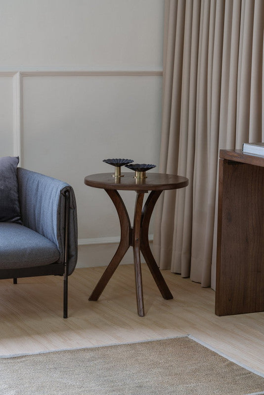 Gatsby Round Side Table - Small (Walnut)-Furniture &gt; Living Room &gt; Side Tables-PEROZ Accessories