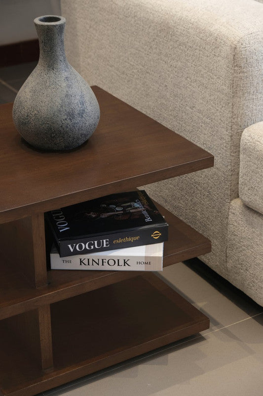 Hudson Oversized Square Side Table (Walnut)-Furniture &gt; Living Room &gt; Side Tables-PEROZ Accessories