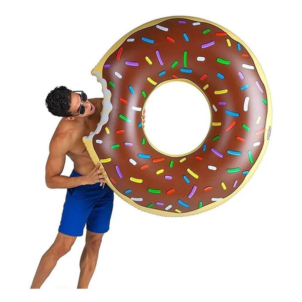 Coffee Inflatable Giant Donut Raft Swim Ring Float Swimming Pool Beach Lounge Pink Coff 120CM-Outdoor Recreation &gt; Camping &gt; Sleeping Bags-PEROZ Accessories