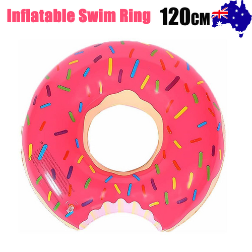 Pink Inflatable Giant Donut Raft Swim Ring Float Swimming Pool Beach Lounge Pink Coff 120CM-Sports &amp; Fitness &gt; Bikes &amp; Accessories &gt; Bicycle Stands &amp; Storage-PEROZ Accessories