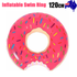 Pink Inflatable Giant Donut Raft Swim Ring Float Swimming Pool Beach Lounge Pink Coff 120CM-Sports & Fitness > Bikes & Accessories > Bicycle Stands & Storage-PEROZ Accessories