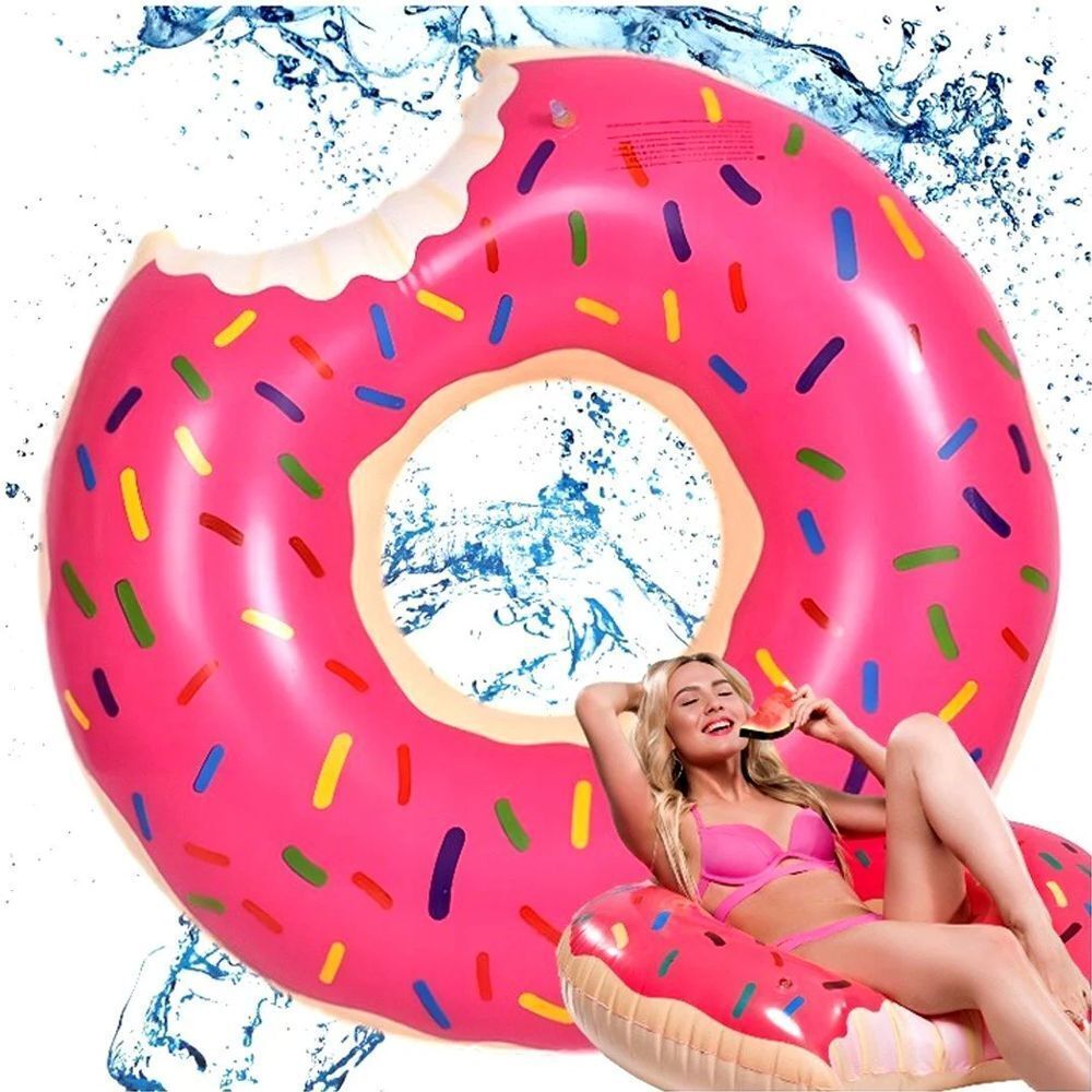 Pink Inflatable Giant Donut Raft Swim Ring Float Swimming Pool Beach Lounge Pink Coff 120CM-Sports &amp; Fitness &gt; Bikes &amp; Accessories &gt; Bicycle Stands &amp; Storage-PEROZ Accessories