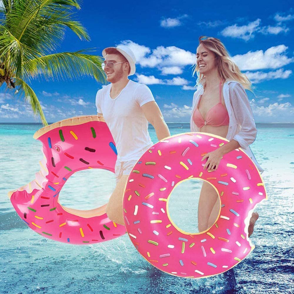 Pink Inflatable Giant Donut Raft Swim Ring Float Swimming Pool Beach Lounge Pink Coff 120CM-Sports &amp; Fitness &gt; Bikes &amp; Accessories &gt; Bicycle Stands &amp; Storage-PEROZ Accessories