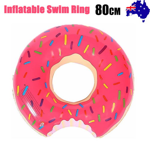 Pink Inflatable Giant Donut Raft Swim Ring Float Swimming Pool Beach Lounge Pink Coff 80CM-Sports &amp; Fitness &gt; Exercise, Gym &amp; Fitness &gt; Gymnastics-PEROZ Accessories