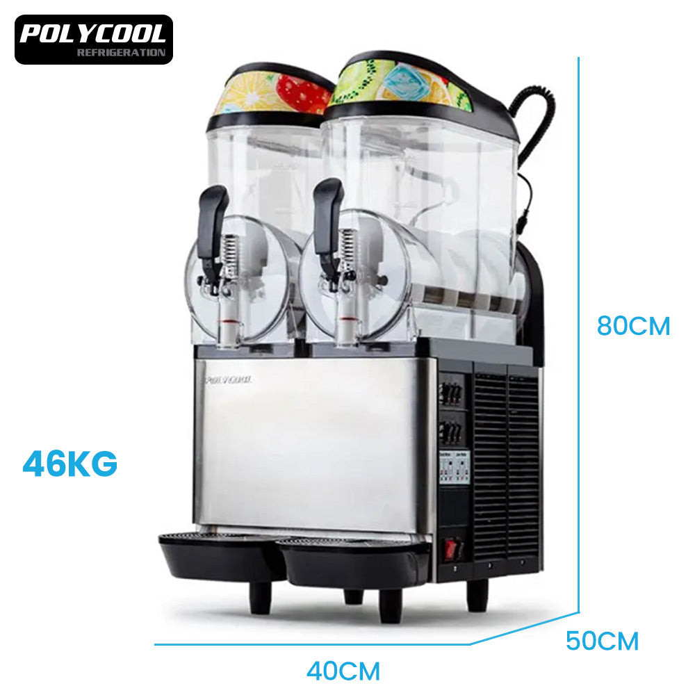 POLYCOOL 24L Slushie Machine 2 x 12L Commercial Granita Slush Maker Slurpee Slushy Juice-Slushie Machines-PEROZ Accessories