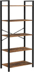 VASAGLE 5-Tier Storage Rack Bookshelf with Steel Frame Rustic Brown and Black-Furniture > Living Room > Bookcases & Shelves-PEROZ Accessories