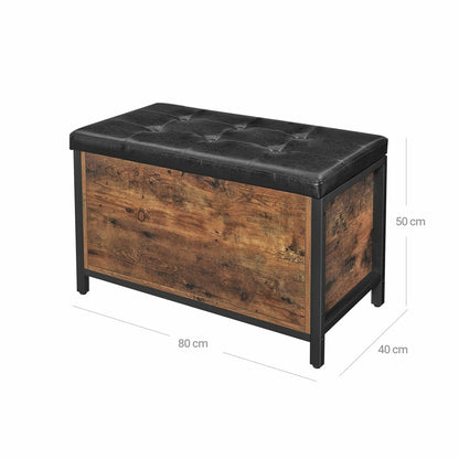 VASAGLE Entryway Storage Bench Rustic Brown and Black-Furniture &gt; Outdoor &gt; Outdoor Benches-PEROZ Accessories