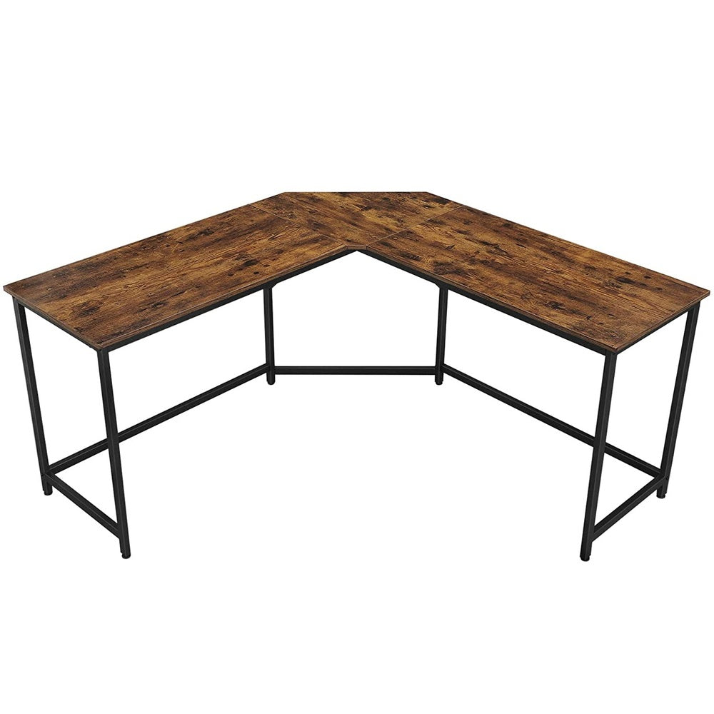 VASAGLE L-Shaped Computer Desk Rustic Brown and Black-Furniture &gt; Office &gt; Desks-PEROZ Accessories